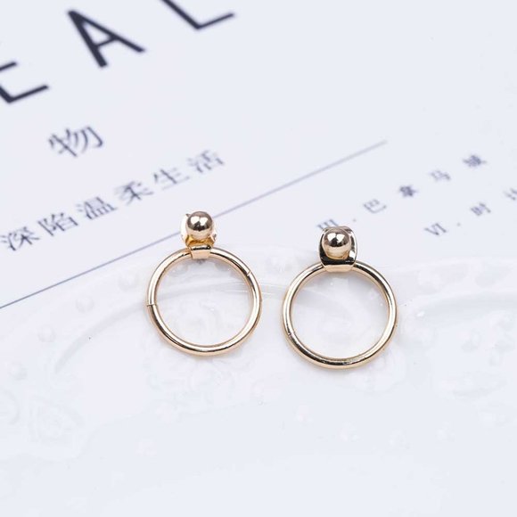 Minimalist Stud Hoop Earrings (Gold) - Picture 4 of 5